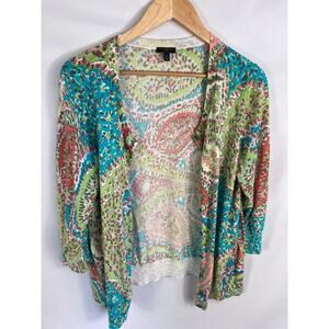 Talbots Patterned Lightweight Button Up Cardigan Size 1X